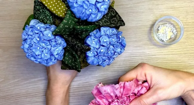 Proyecto de patchwork de flores hortensias