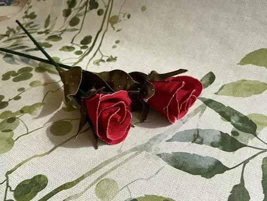 Rosa flor tela patchwork
