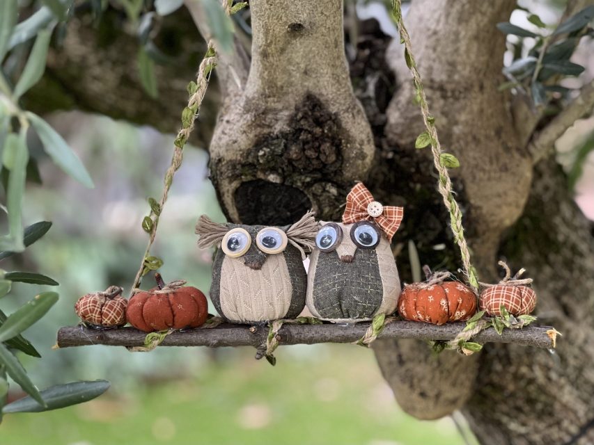Buhos y calabazas tela retales patchwork